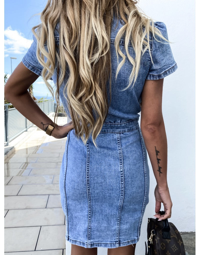Tribeca Pocketed Button Down Denim Dress FINAL
