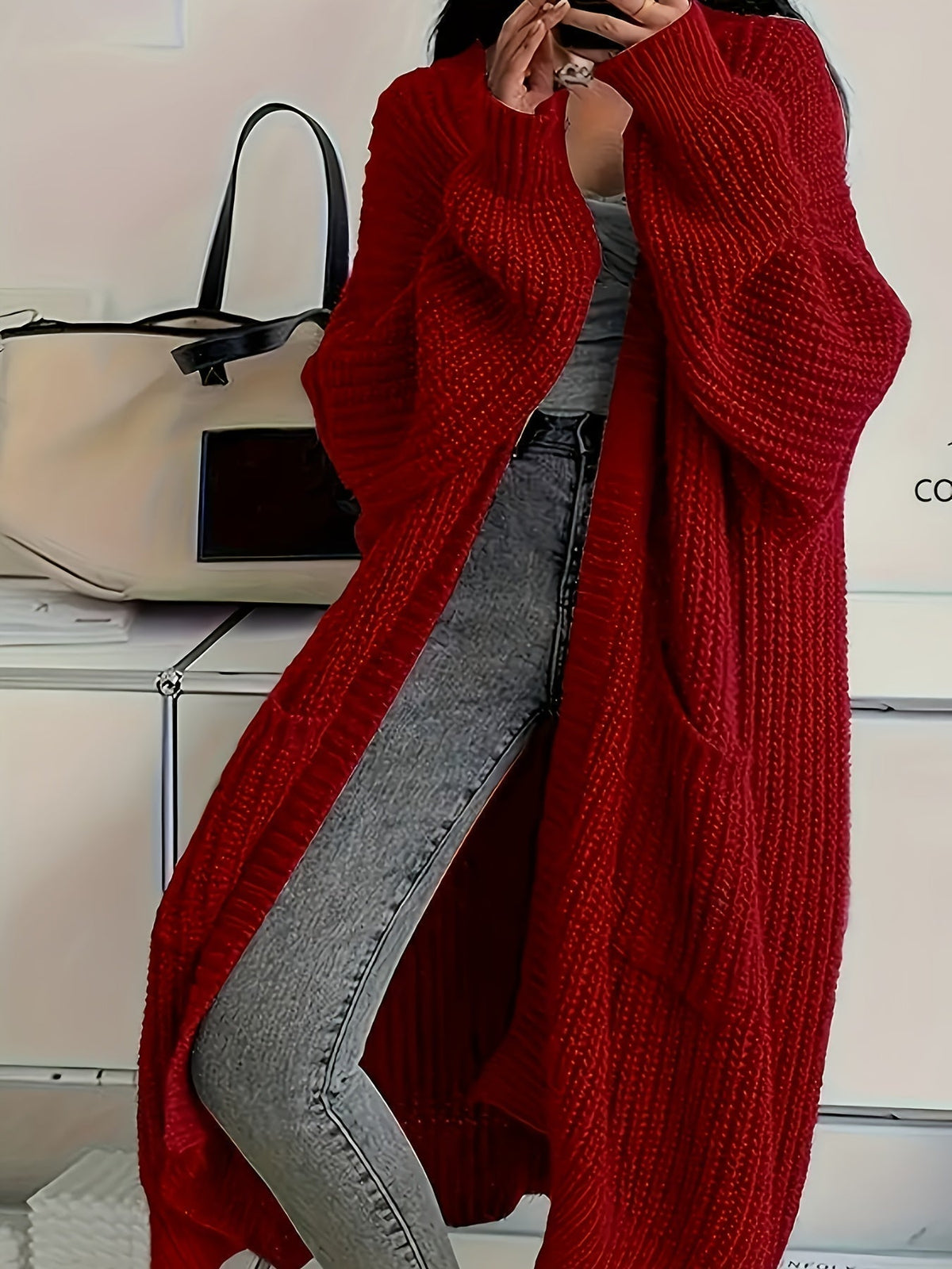 Chunky Knit Longline Open Front Cardigan