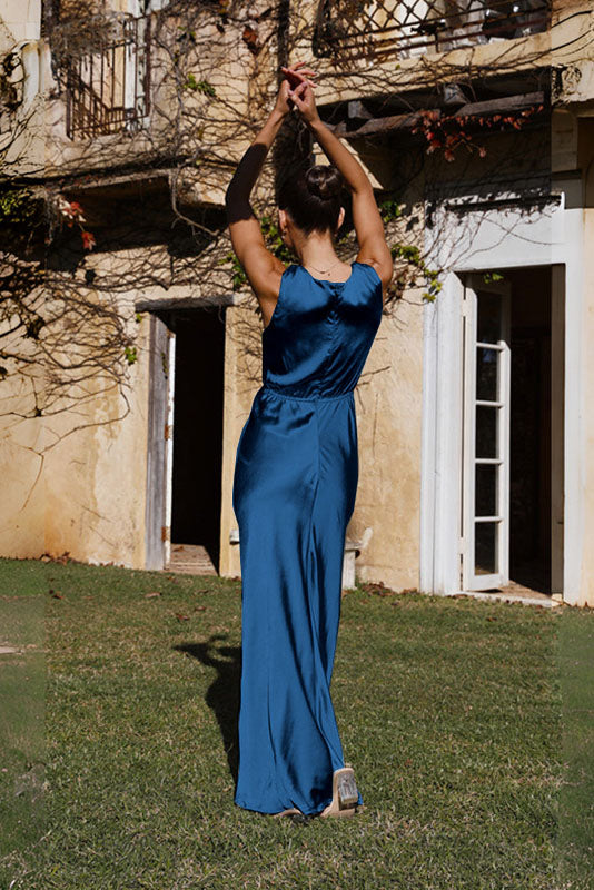 Vanesa Chic Deep V Neck Sleeveless Backless Dress Elevated Occasion Wear