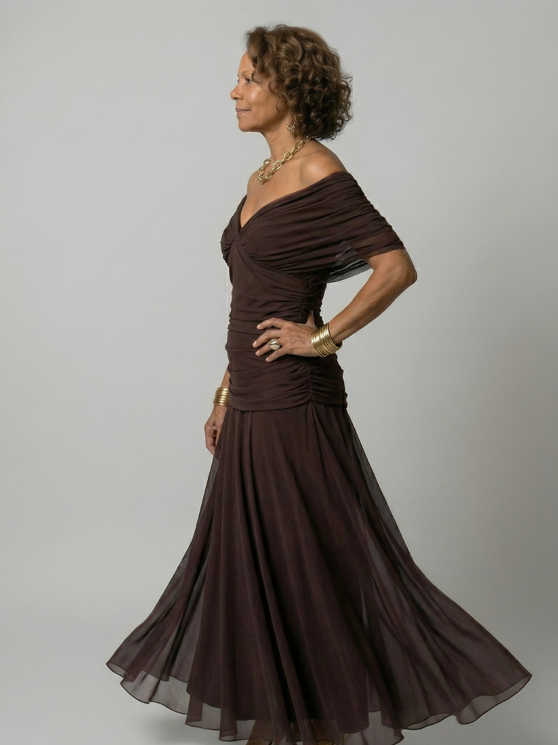 Floral Off Shoulder Ruched Maxi Dress