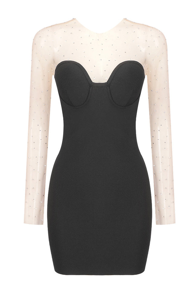 Aarohi Crystal Mesh Mini Dress - View 14