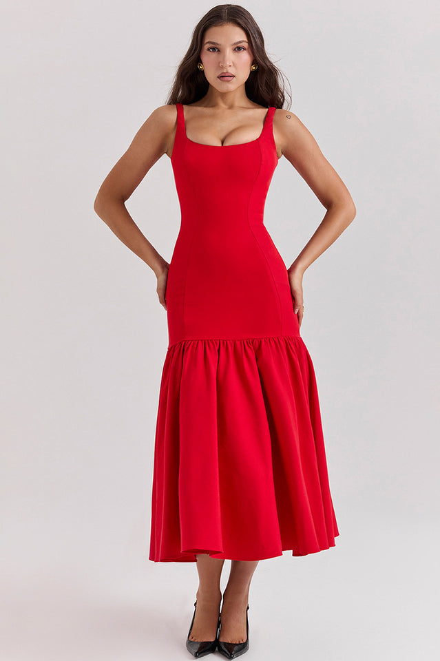 Dropped Amore Waist Midi Dress