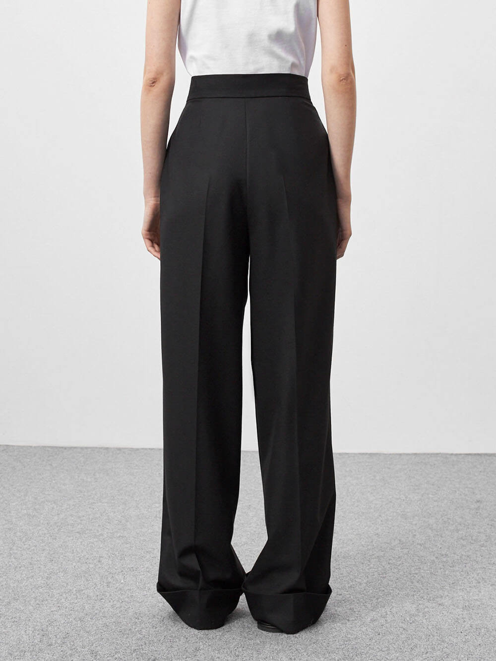 High Waist Pleated Wide Leg Tailored Trousers