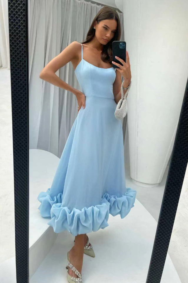 Flounce Bustier Midi Dress 7