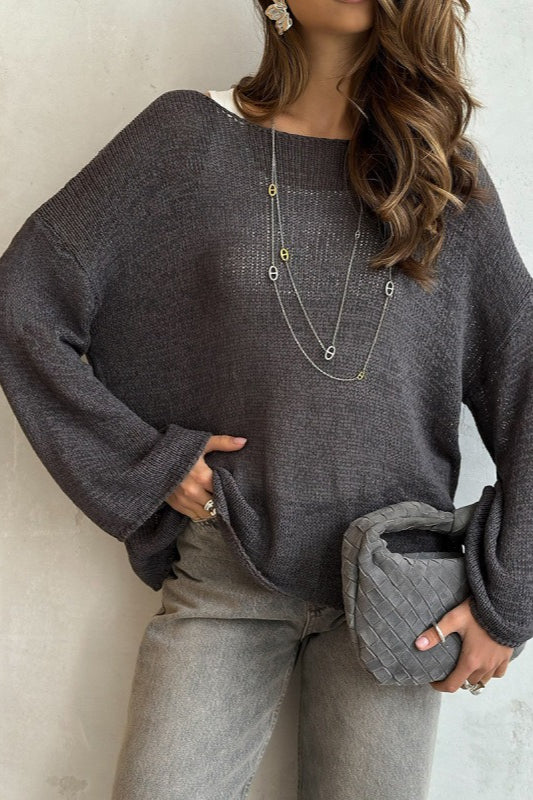 Casual Hollow Knit Pullover Sweater