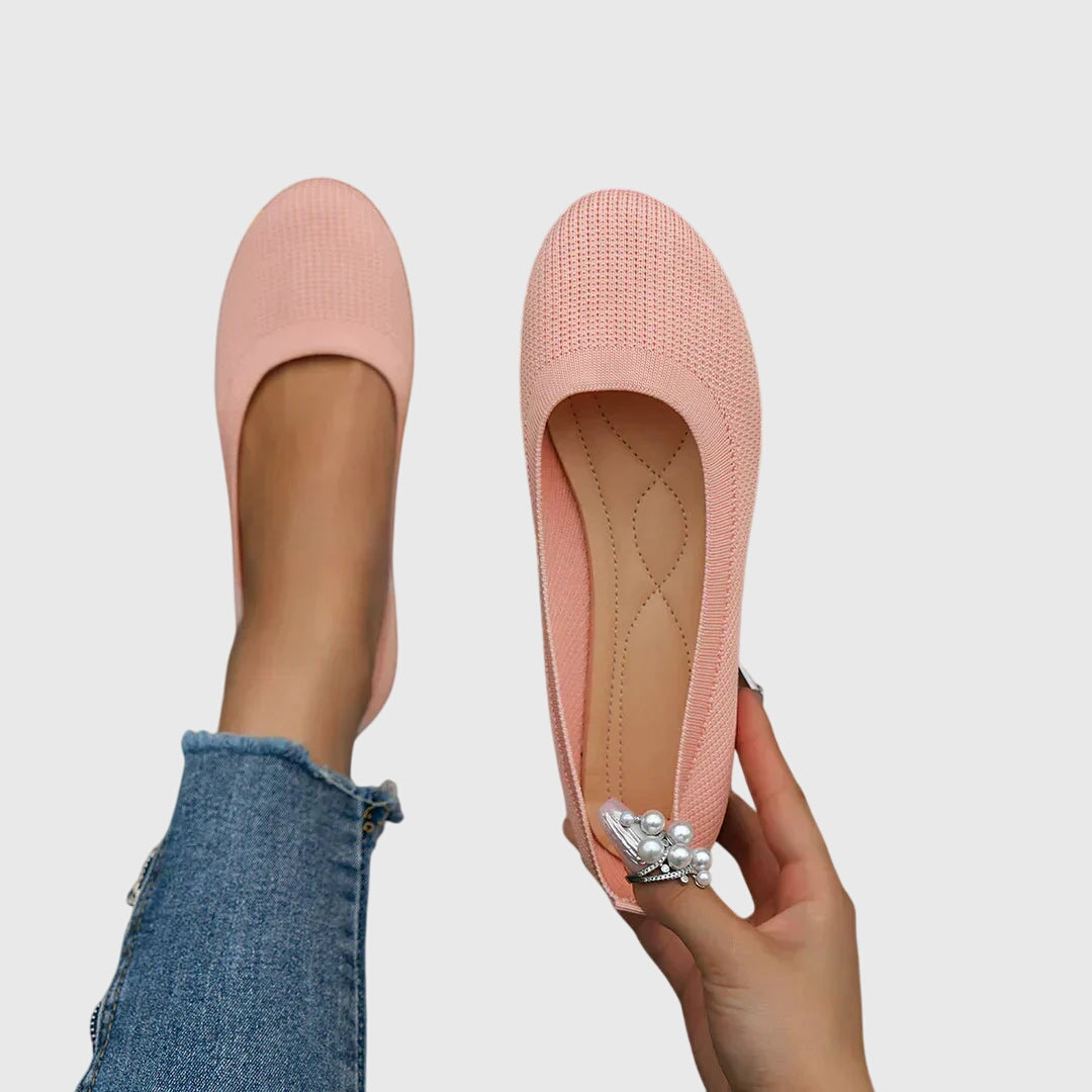Round Toe Slip On Knit Ballet Flats
