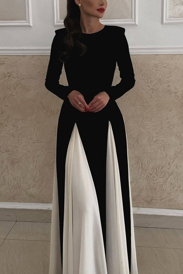 Getting Glam and Elegant Panelled Tulle Long Sleeve A-line Maxi Dress - View 5
