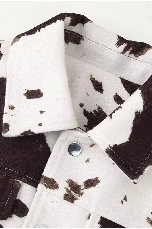Casual Cow Print Street Jacket