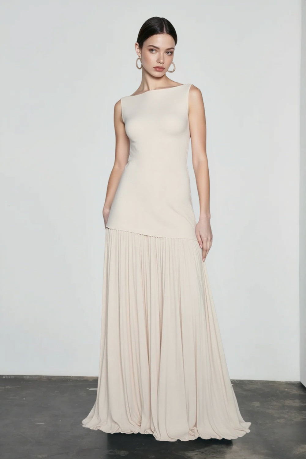Sleeveless Knit Slip Prom Dress