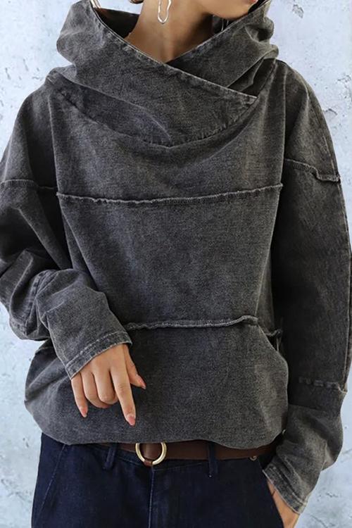 Vintage Long Sleeve Turtleneck Hoodie