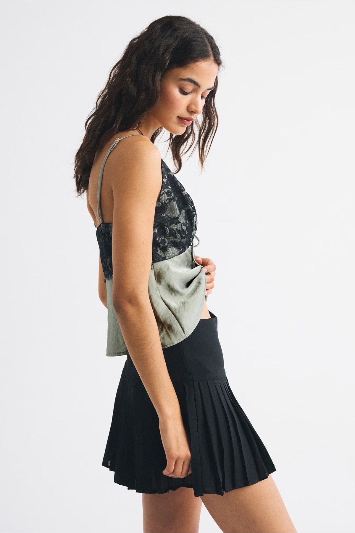 Contrast Lace Backless Cami Top