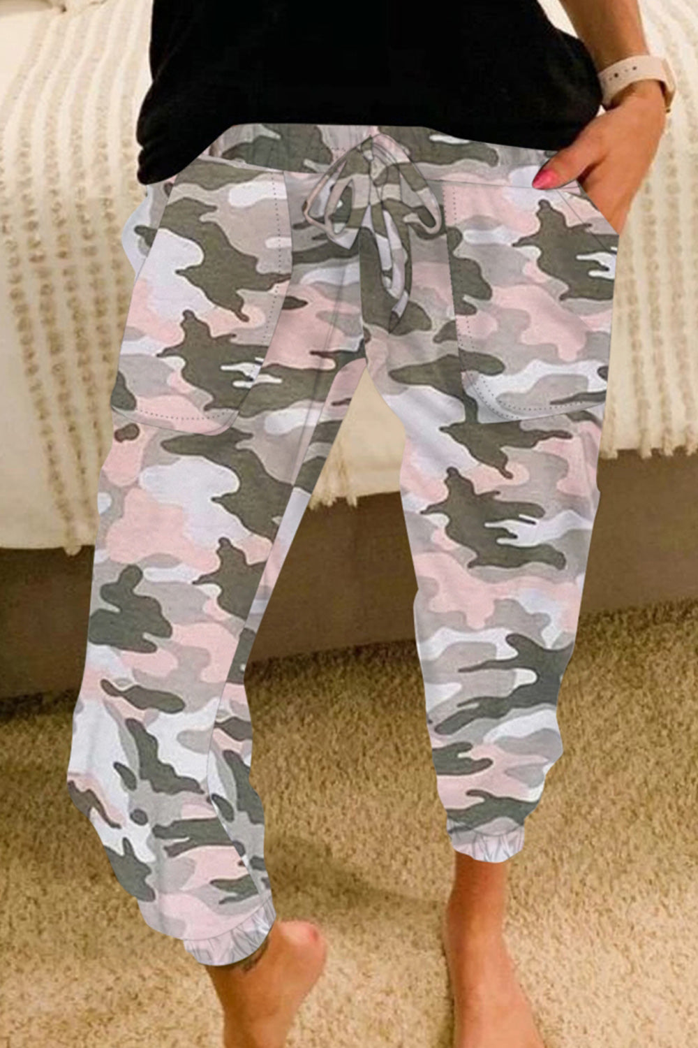 Camouflage Tether Elastic Loose Pants