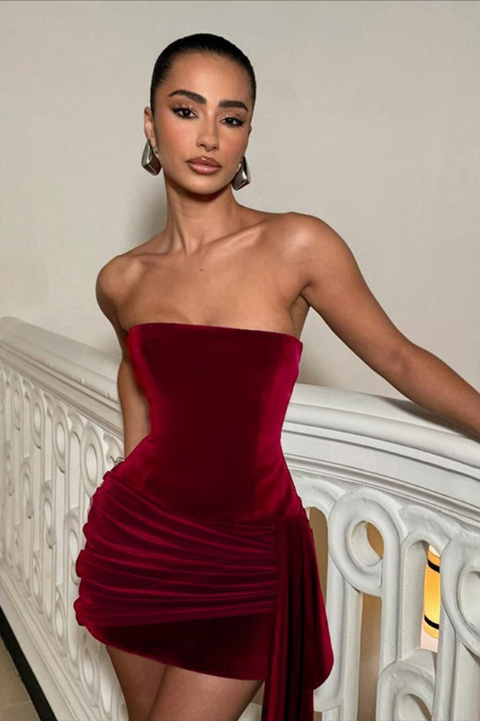 Velvet Strapless Bodycon Mini Dress