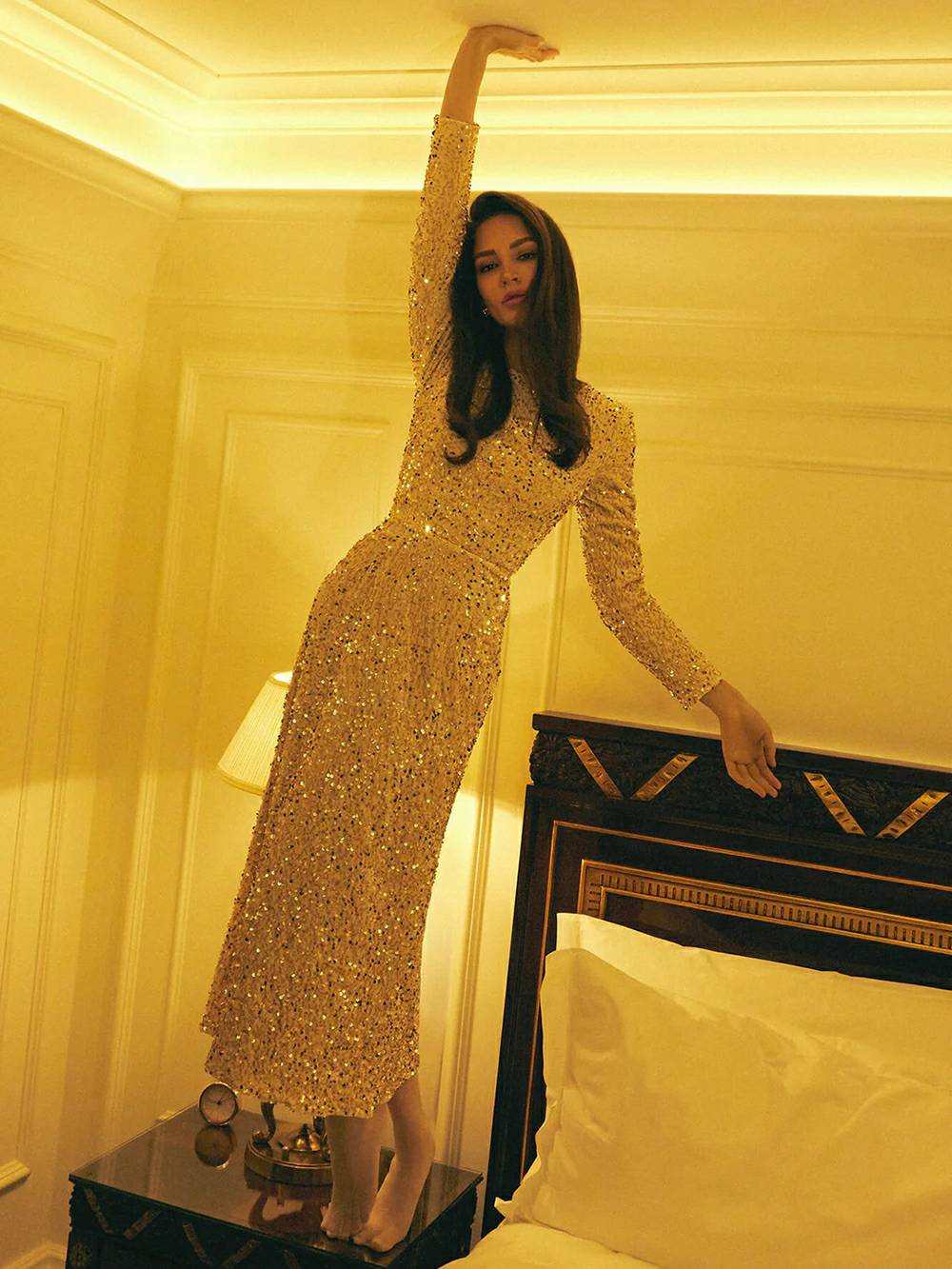 Sequin Long Sleeve Maxi Dress