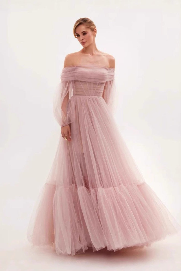 Off-the-Shoulder Sheer Mesh Dress