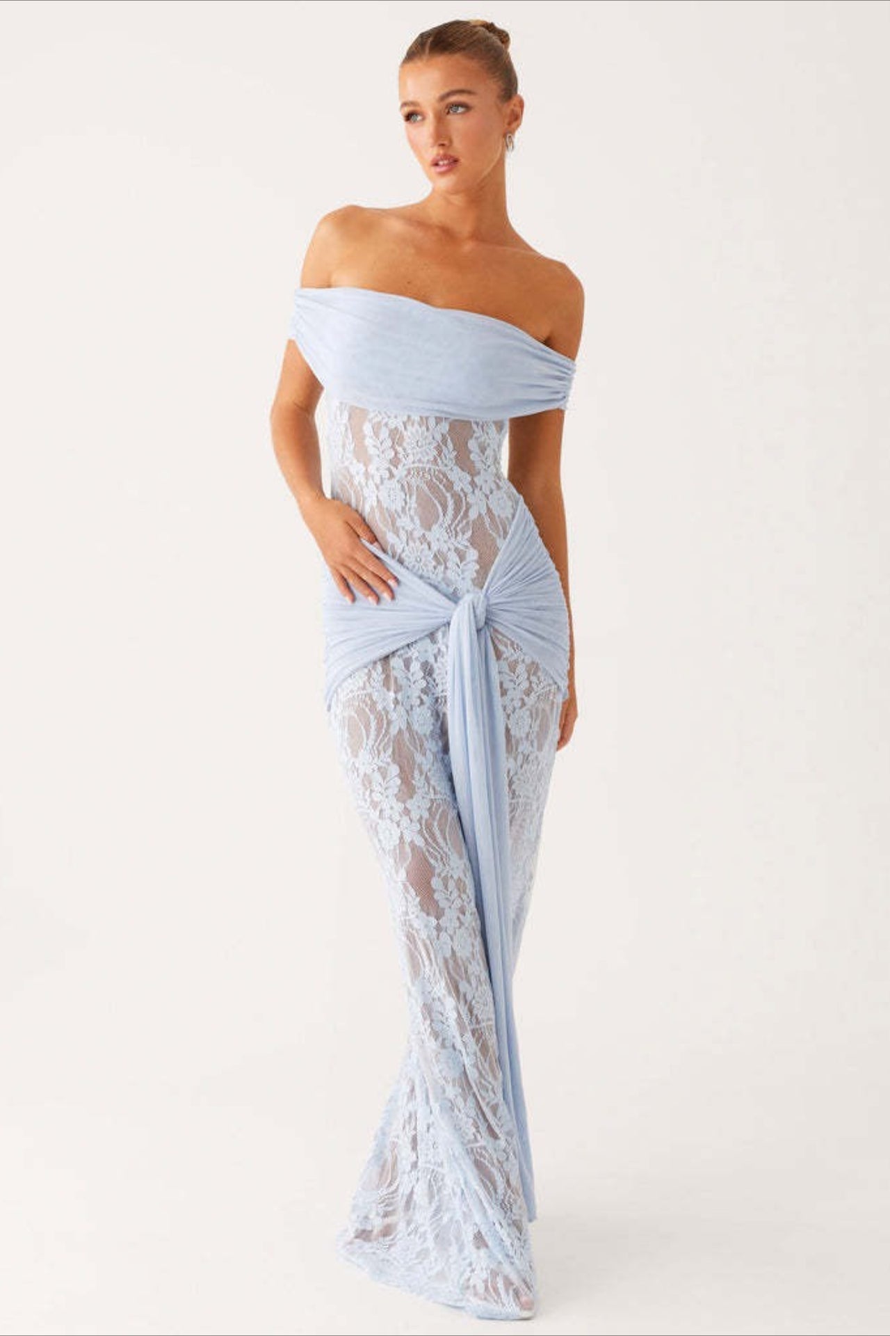 Sheer Lace Cutout Ribbon Bodycon Lace Dress