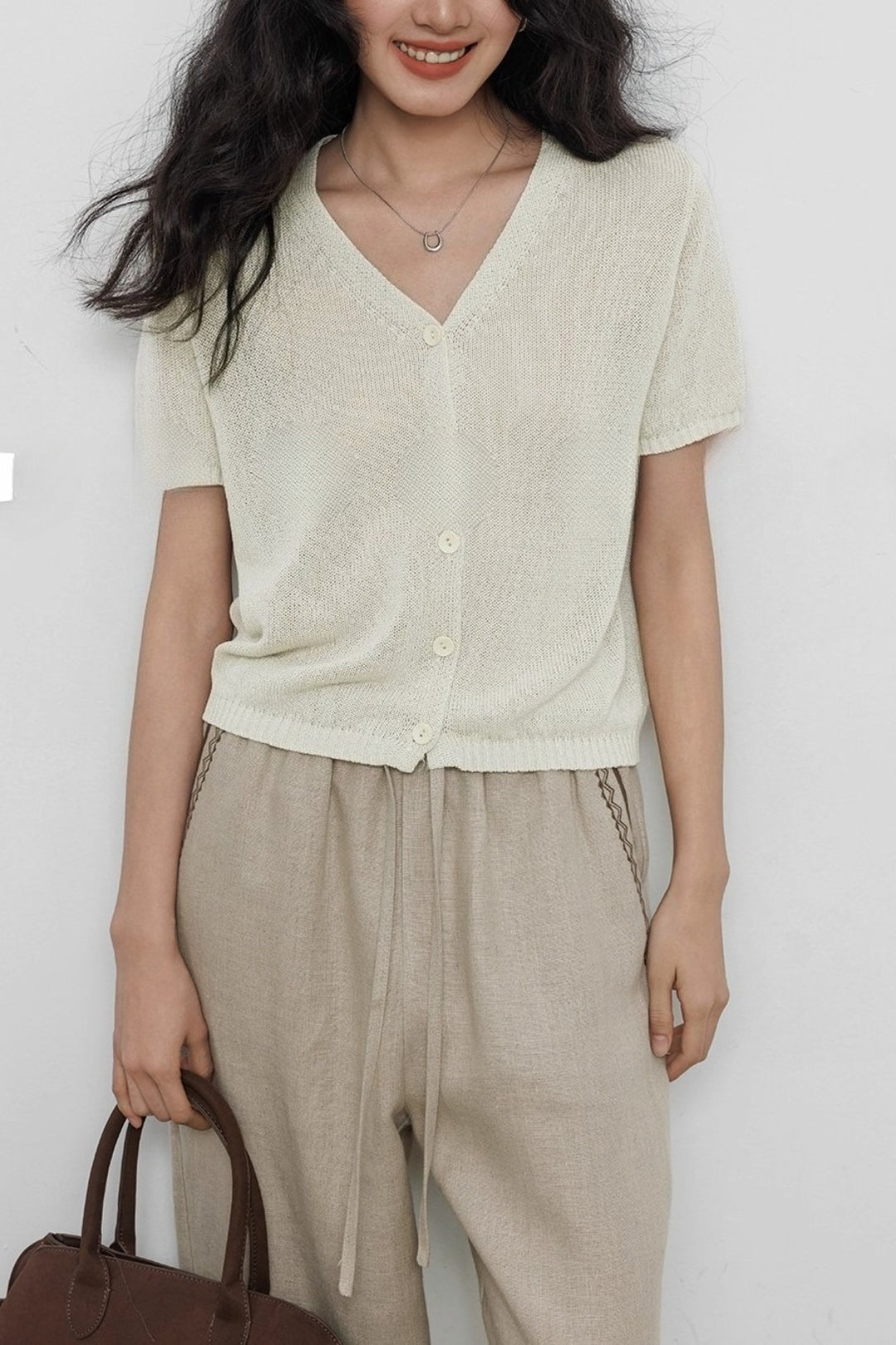 VNeck Short Sleeve Knit Top