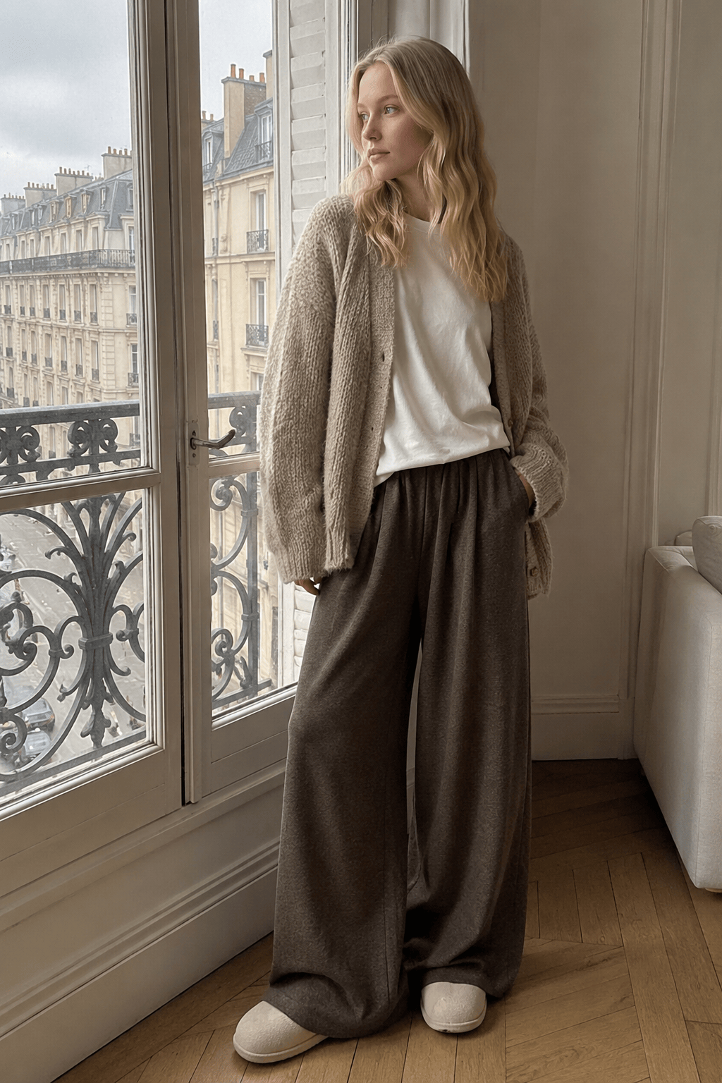 Relaxed Casual Drapey Knit Pants