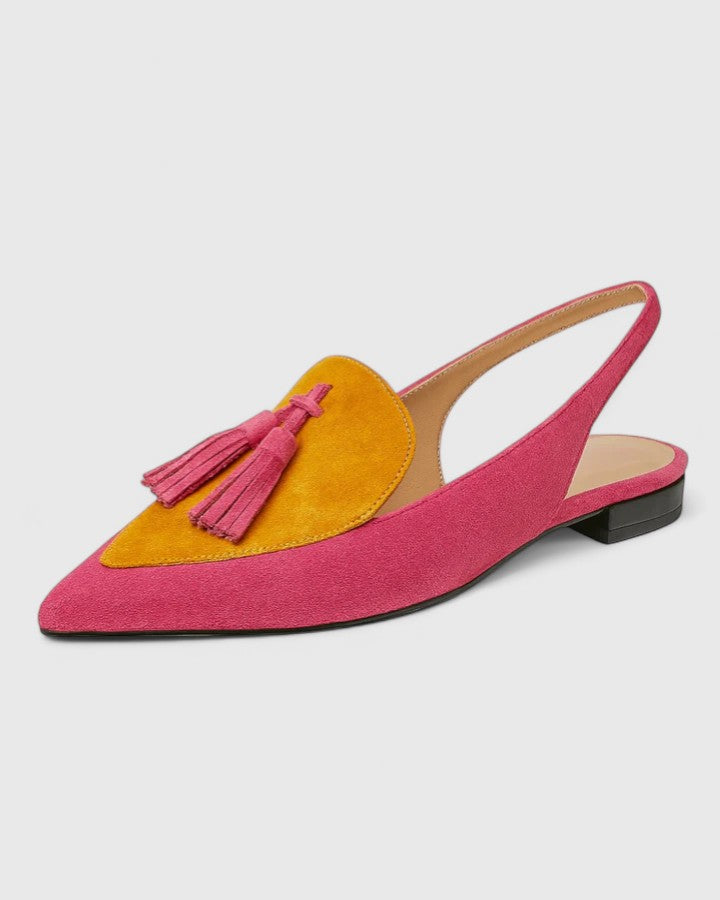 Pointed Toe Tassel Slingback Flats