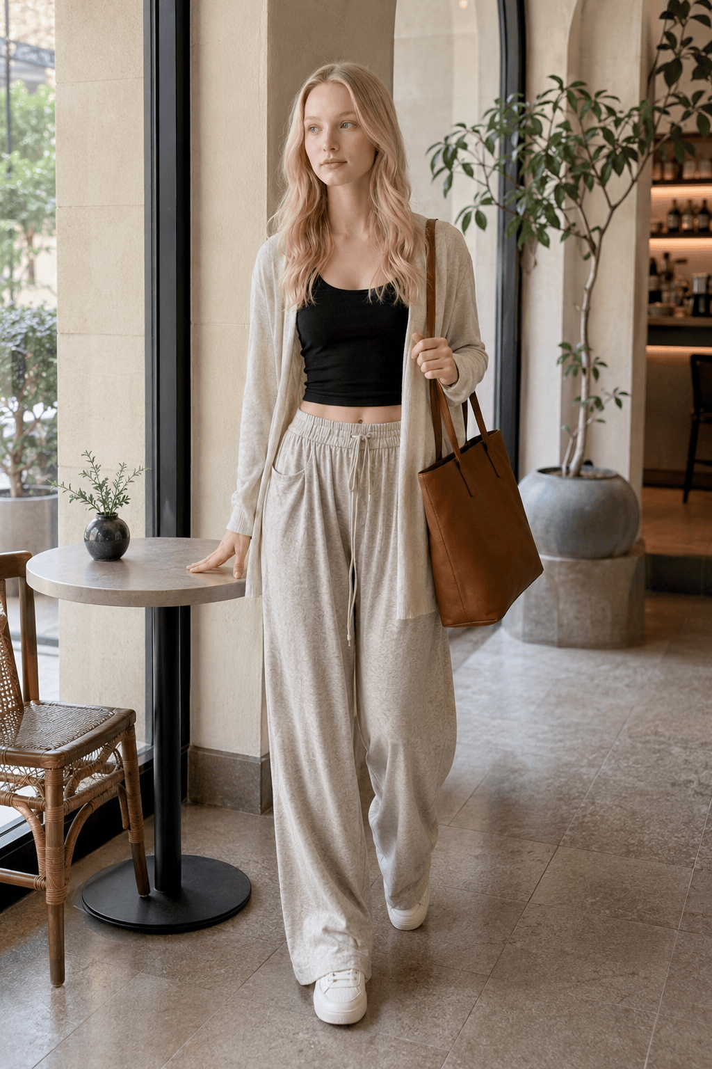 Relaxed Casual Drapey Knit Pants