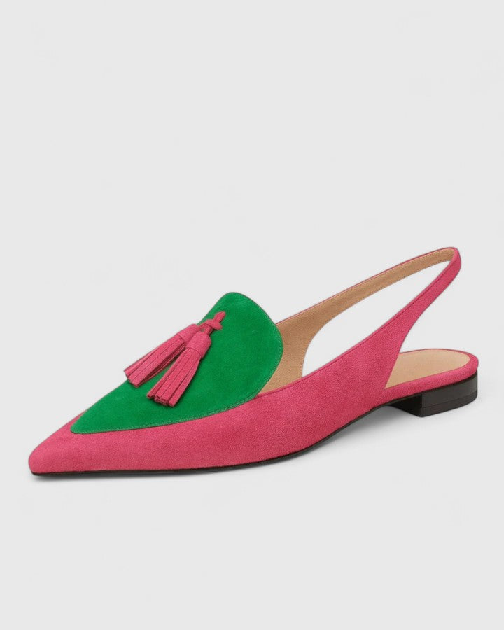 Pointed Toe Tassel Slingback Flats