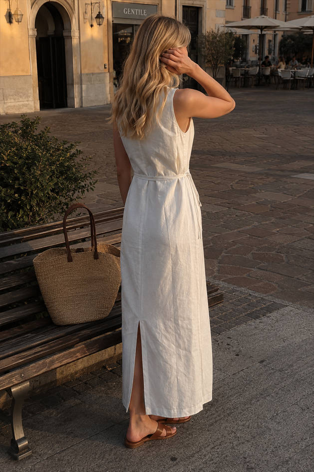 Cotton & Linen Sleeveless Long Dress