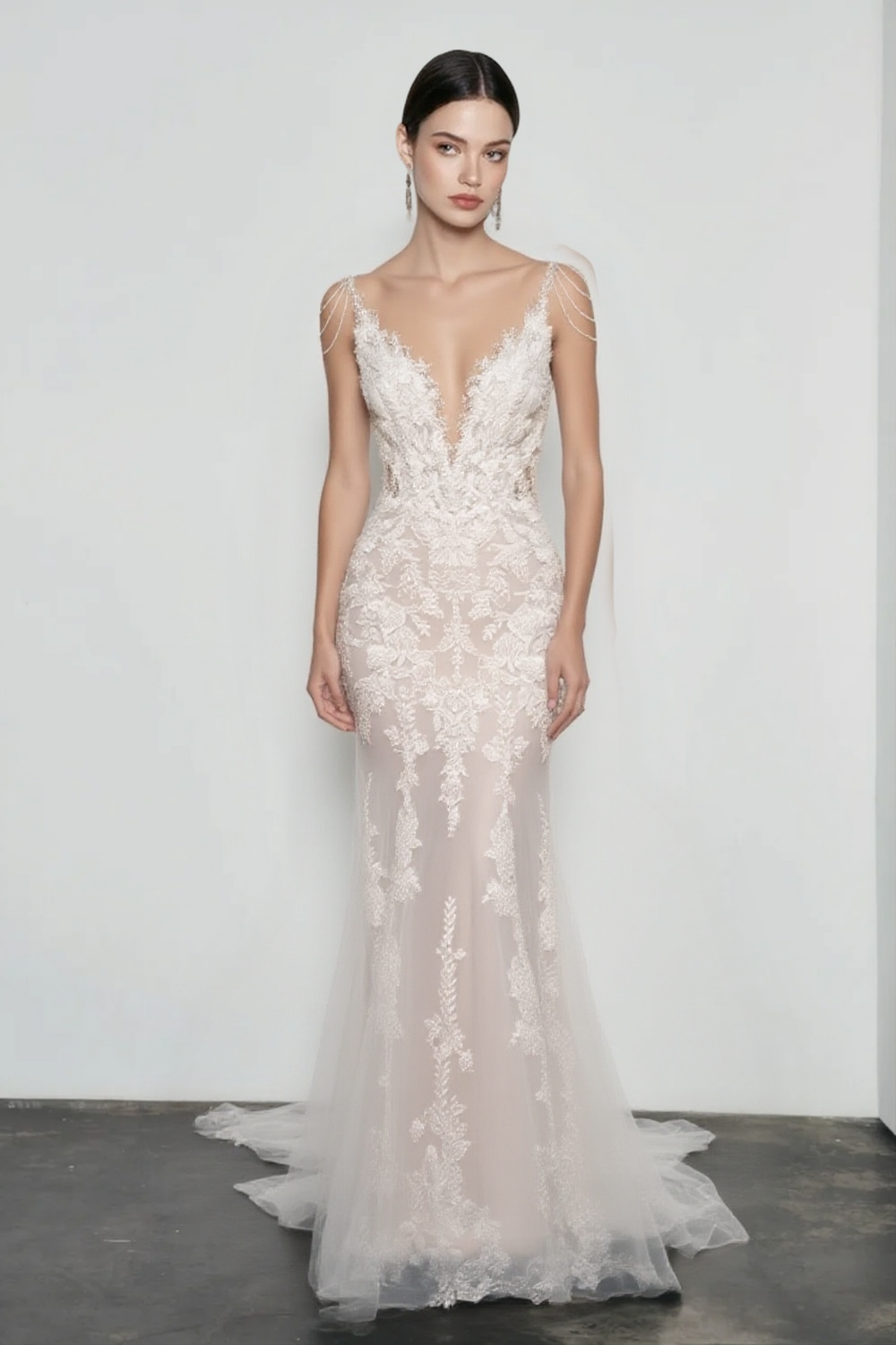 Spaghetti Strap Lace Mermaid Wedding Dress