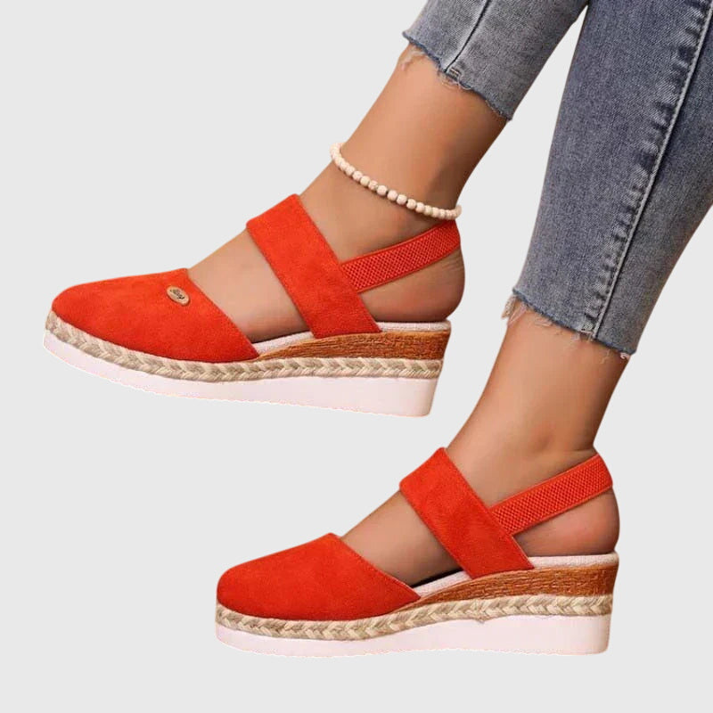 Closed Toe Ankle Strap Espadrille Wedge Sandals