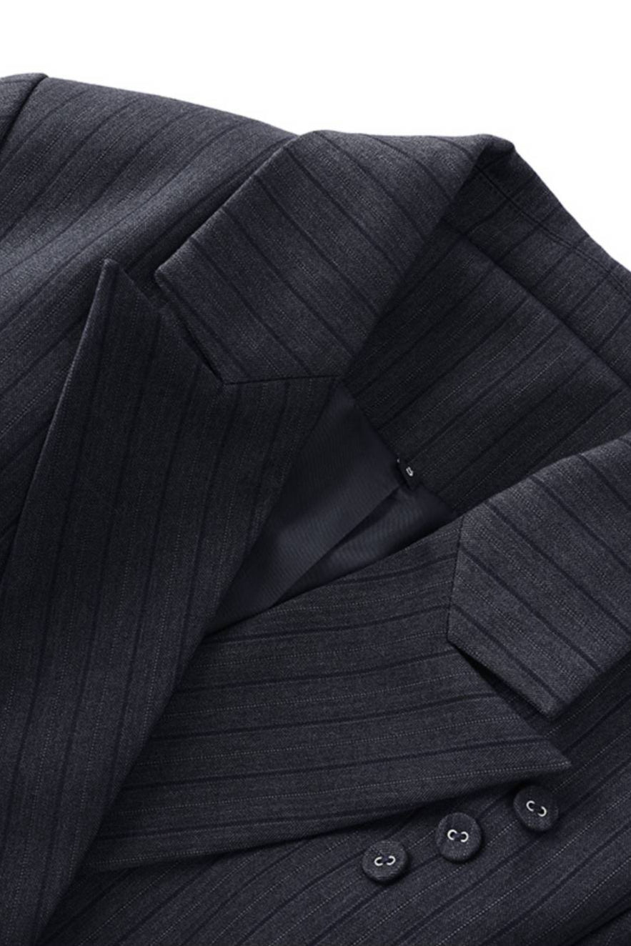 Elegant Striped Notch Blazer