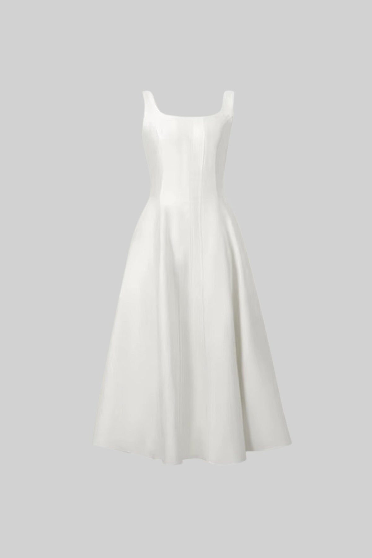 Sleeveless Scoop Neck Box Pleat Fit and Flare Tea Length Midi Dress - View 2