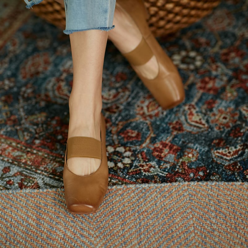 Diandra Square Toe Block Heels Pumps