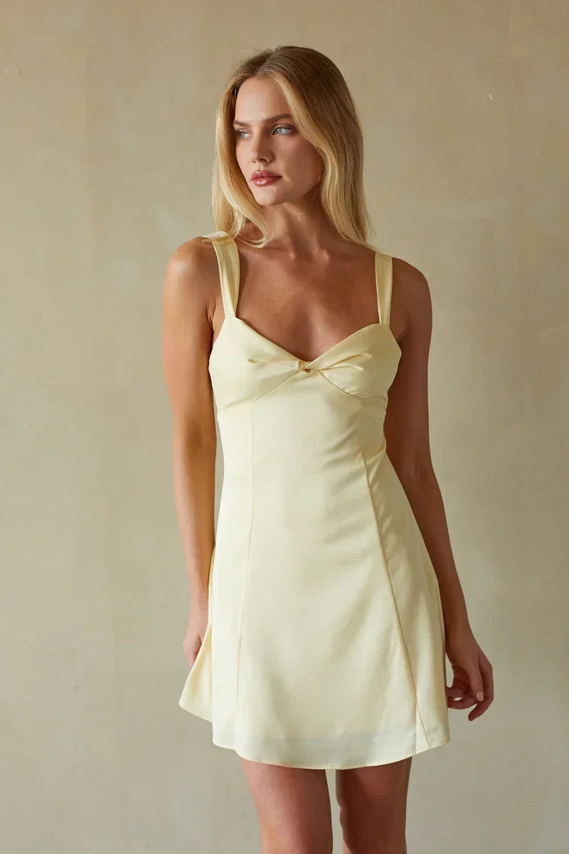 Lizzy Front Twist Tie Back Mini Dress