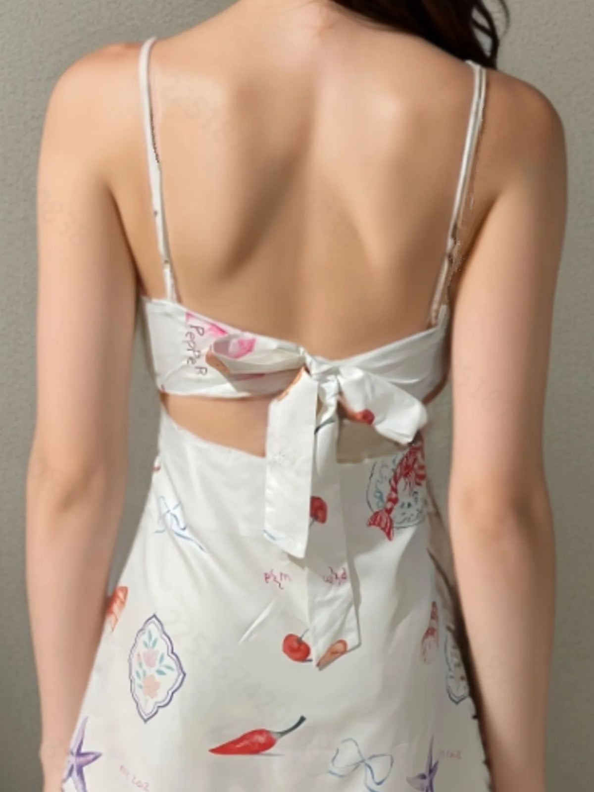 Novelty Print Tie Front Keyhole V-Neck Cami Mini Dress 2