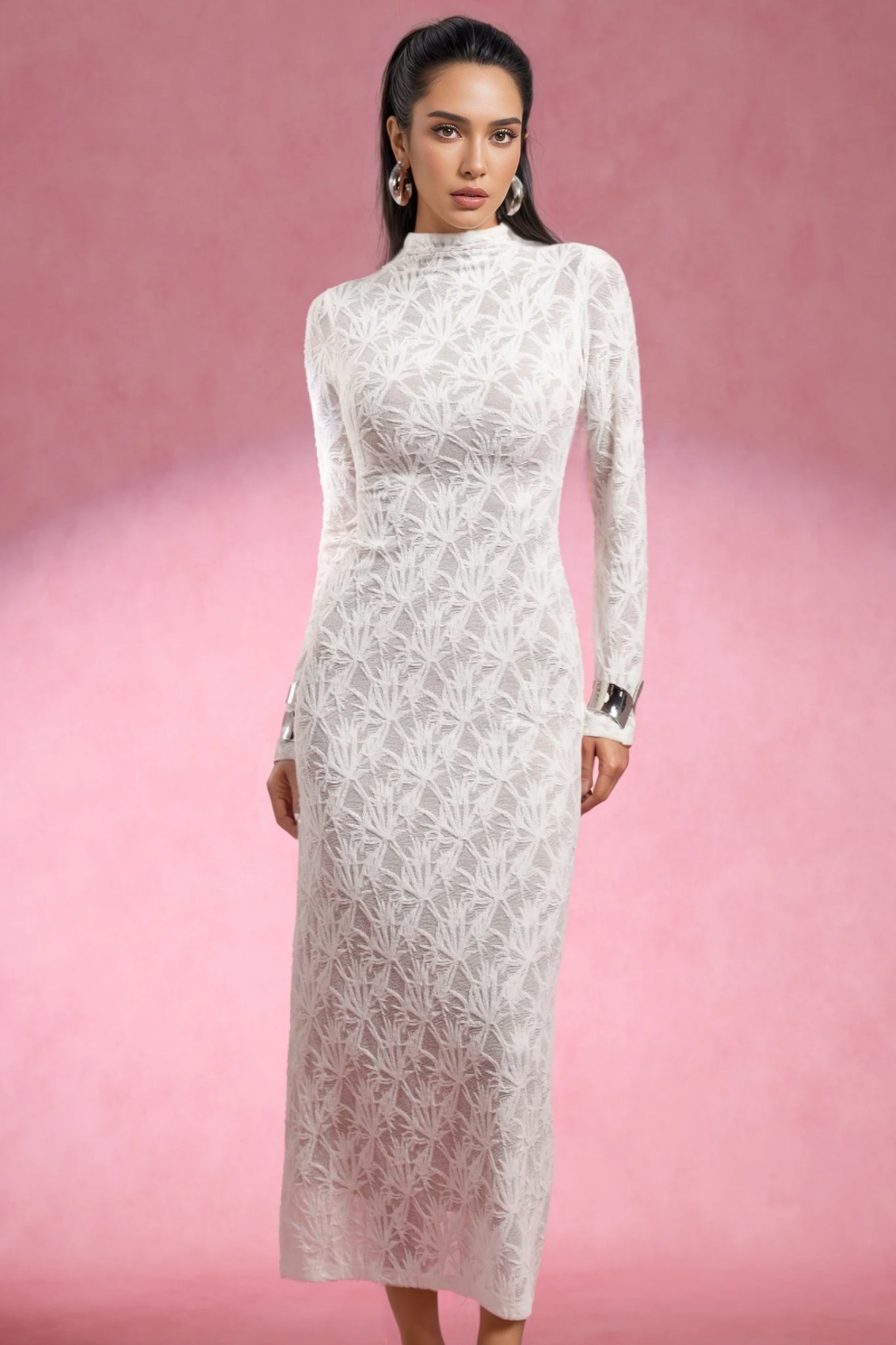 Riala Long Sleeves Lace Maxi Dress - View 5