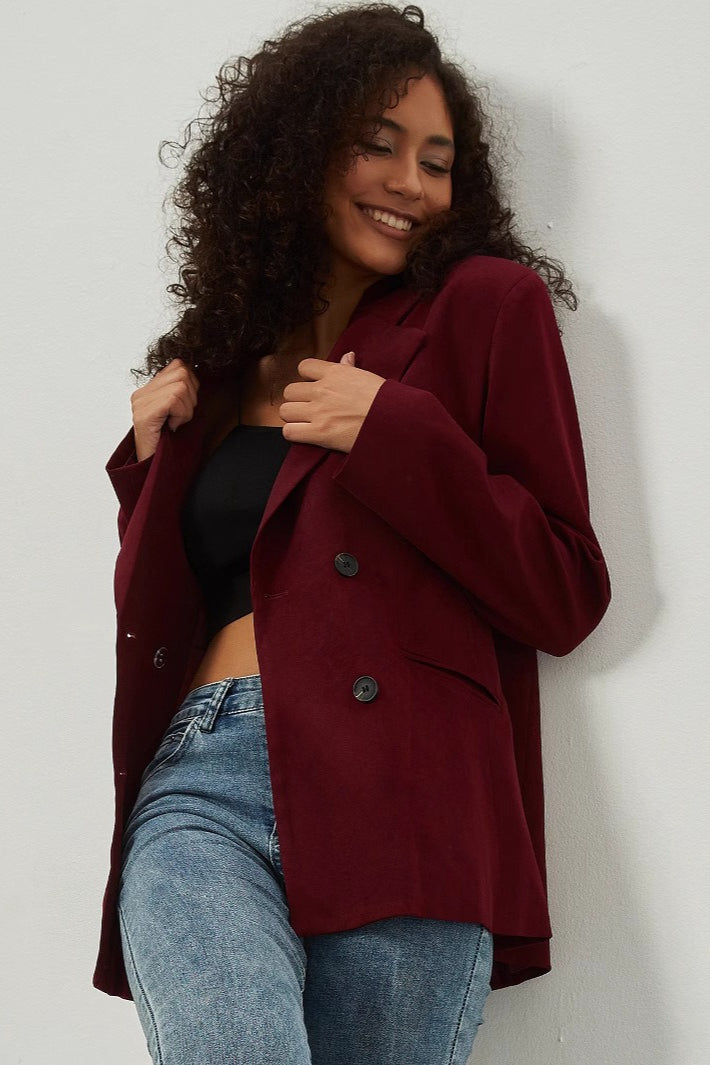 Minimalist Double Breasted Draped Blazer