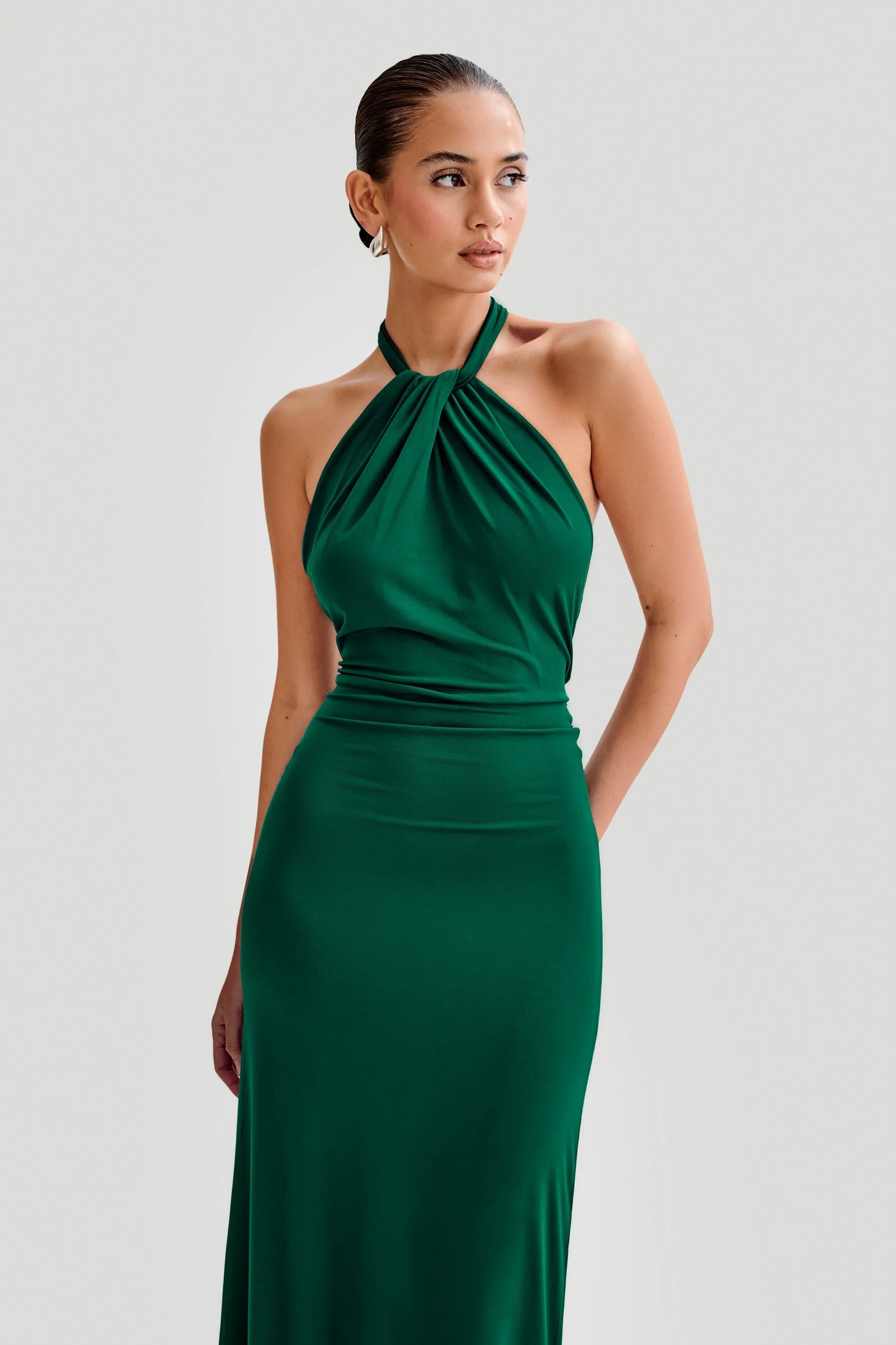 Halter Neck Ruched Bias-Cut Maxi Dress 29