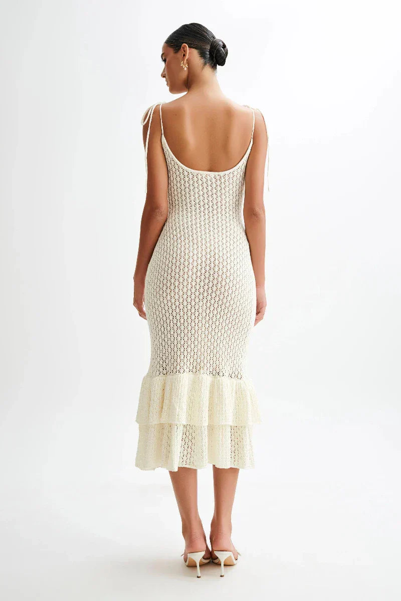 Valencia Rouge Knitted Fishtail Midi Dress