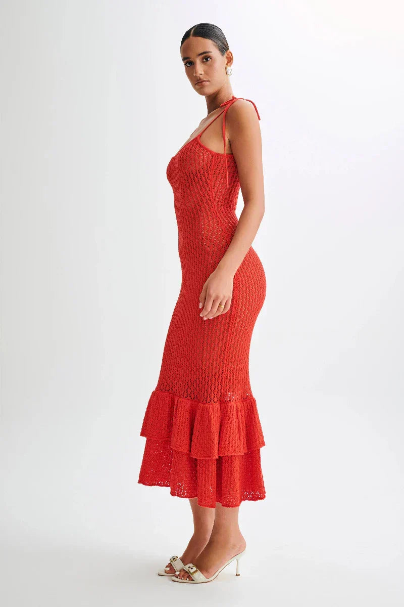 Rouge Valencia - Knitted Fishtail Midi Dress