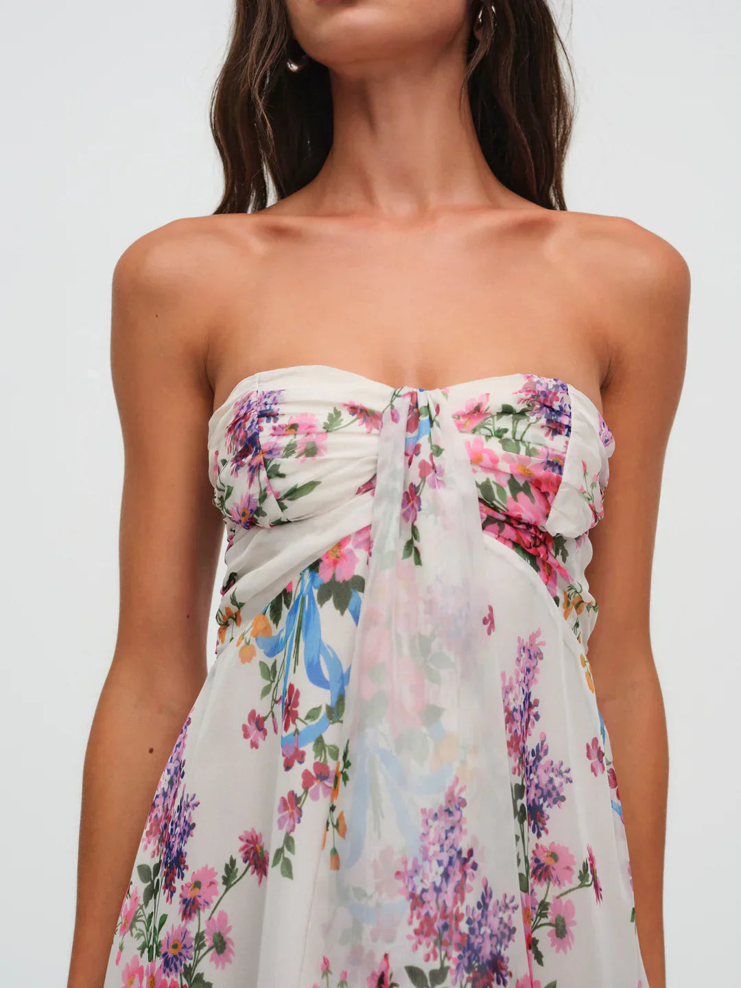 Strapless Floral Backless Ruffle Mini Dress 4