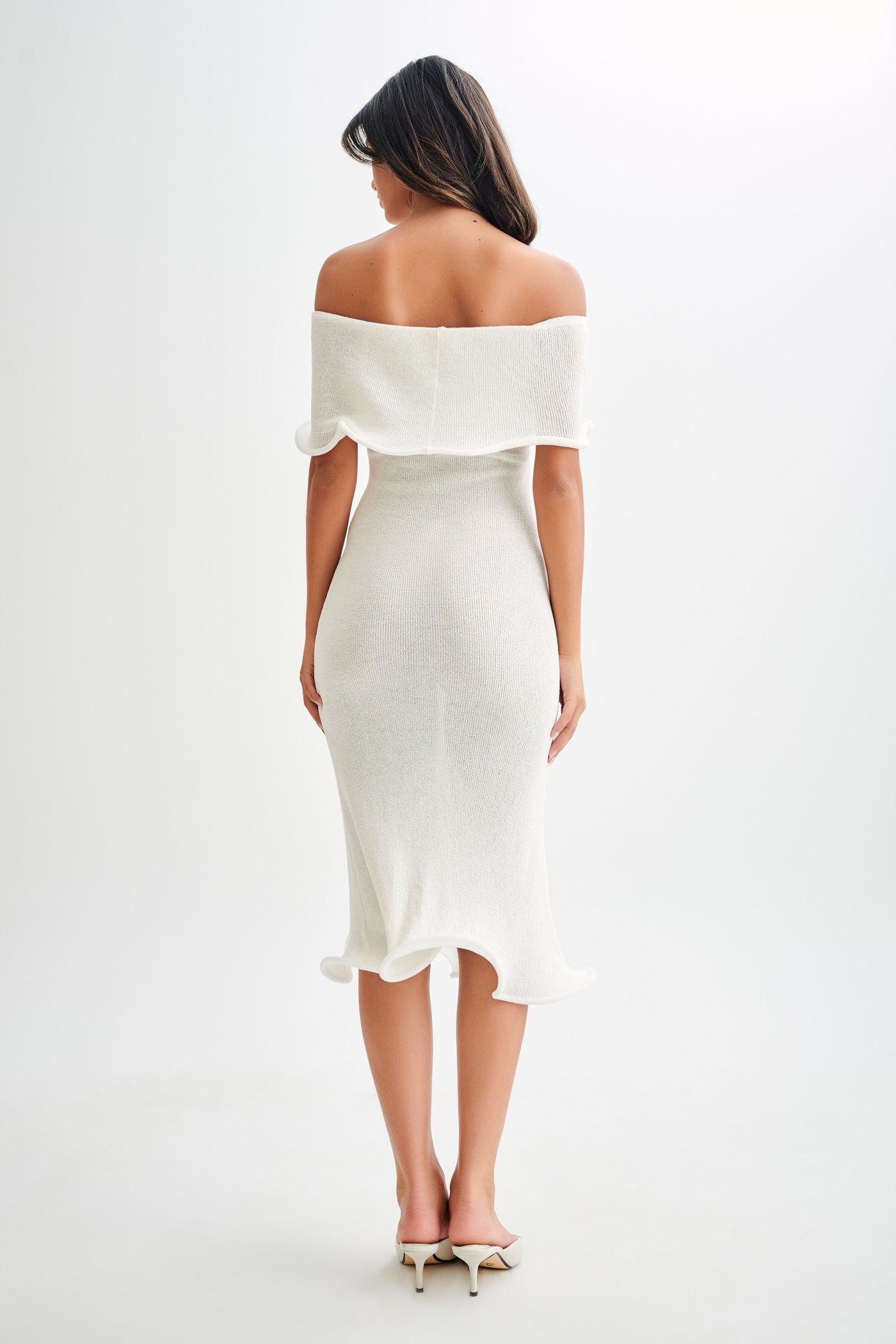 Knit Off Shoulder Short Sleeve Bodycon Midi Dress 2
