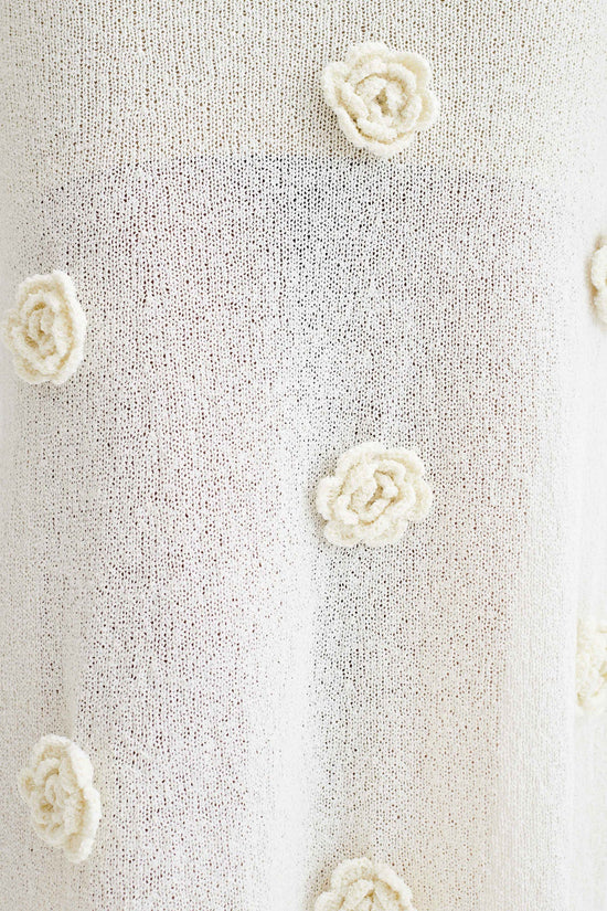 Off Shoulder Long Sleeve Knit Rosette Applique Maxi Dress 8