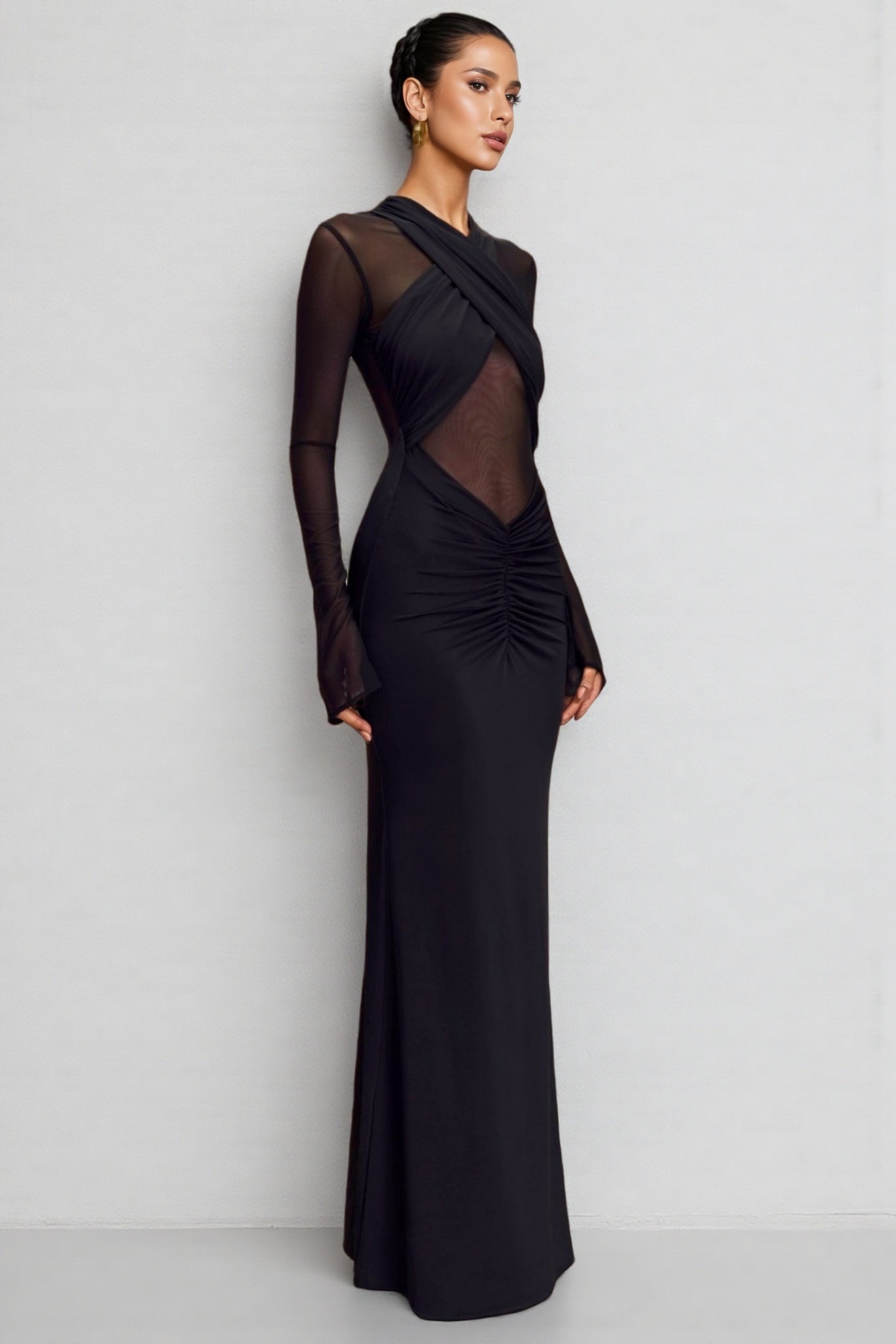 Odette Mesh Long Sleeve Maxi Dress - View 2