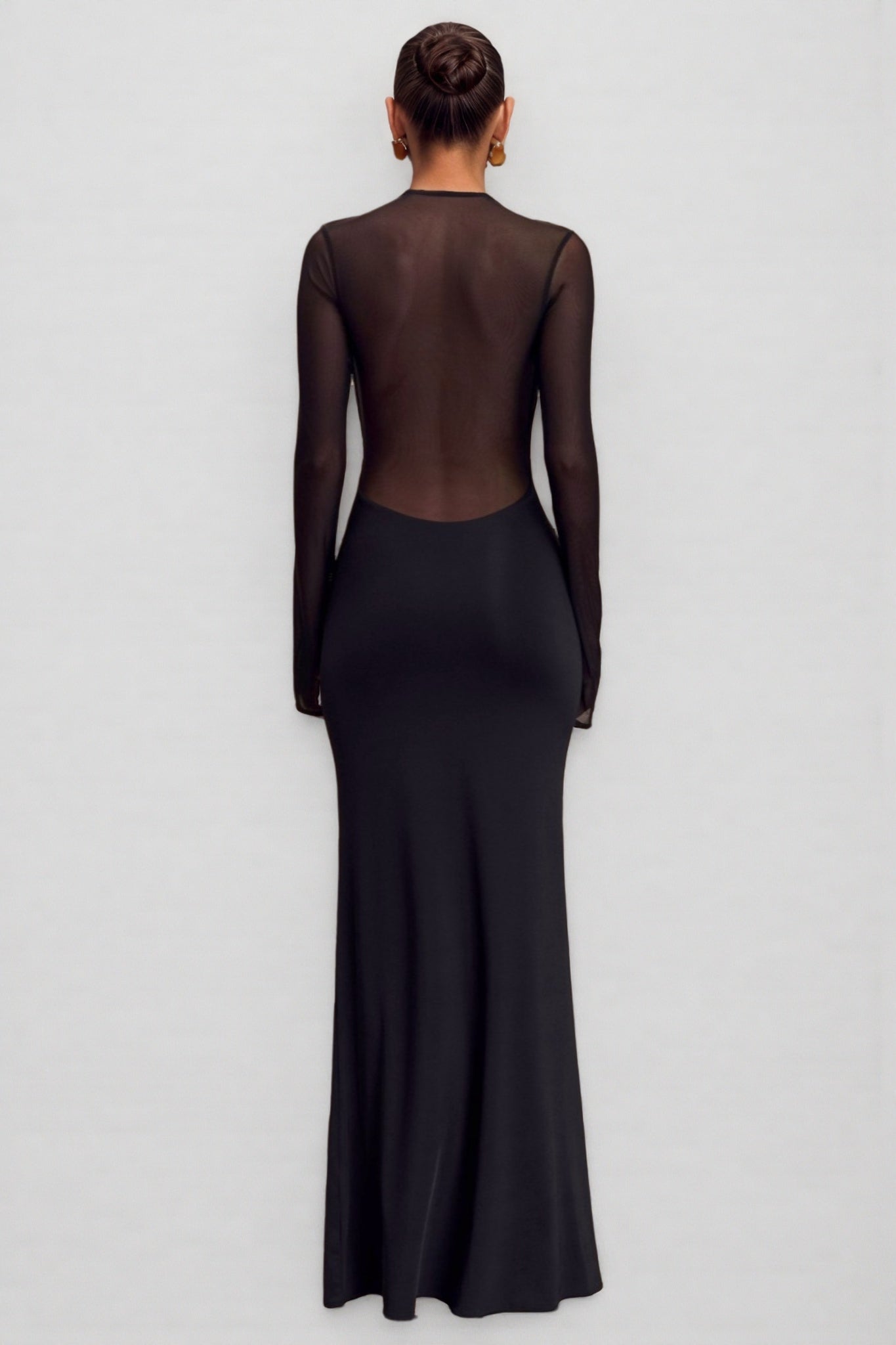 Odette Mesh Long Sleeve Maxi Dress - View 4