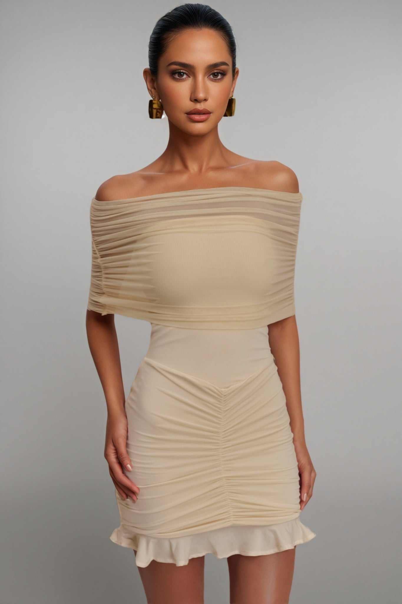 Briadk Slinky Mesh Off Shoulder Mini Dress - View 4