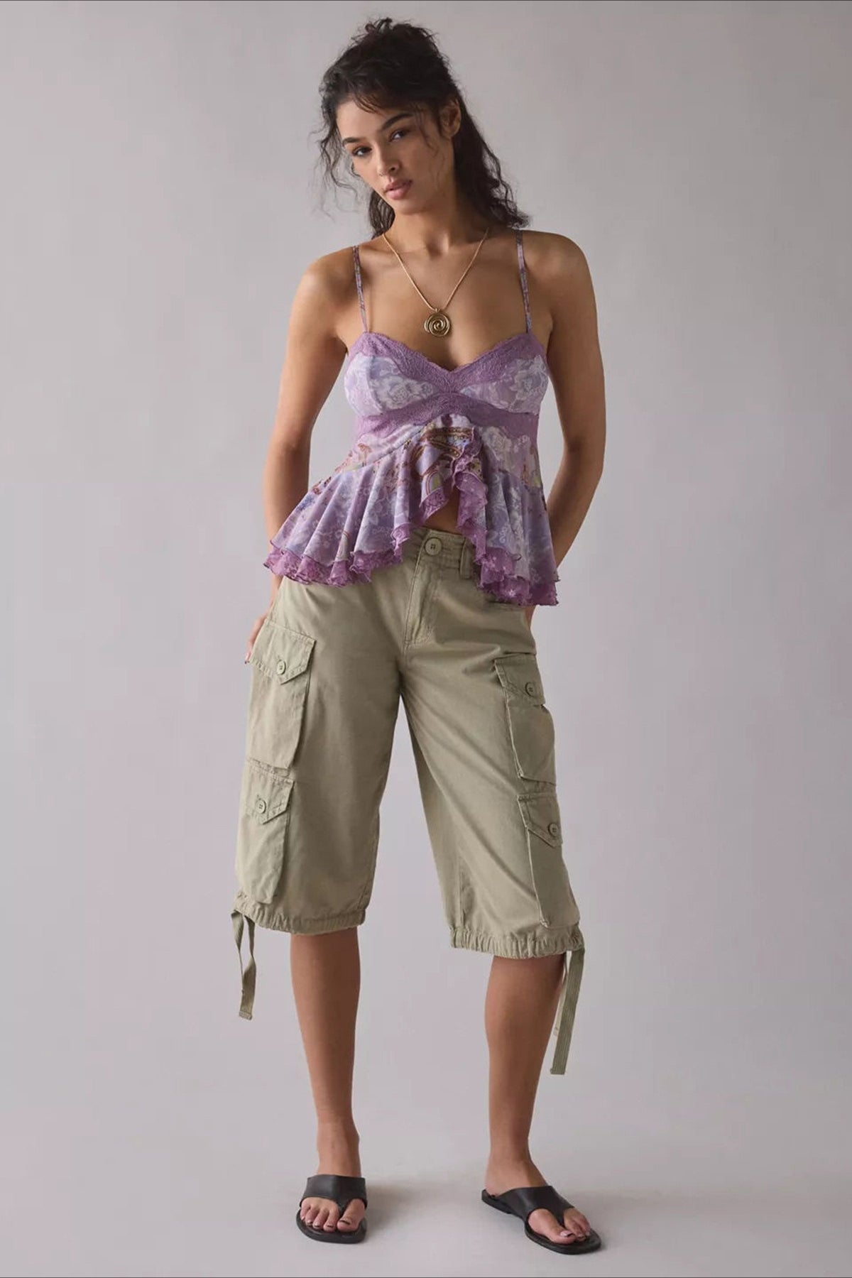 Lace Panel Open Back Cami Top