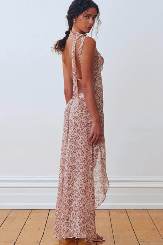 Backless Floral Dress