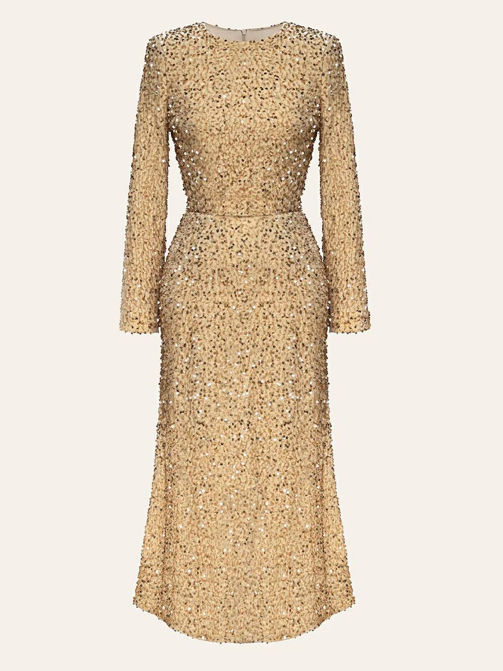 Sequin Long Sleeve Maxi Dress
