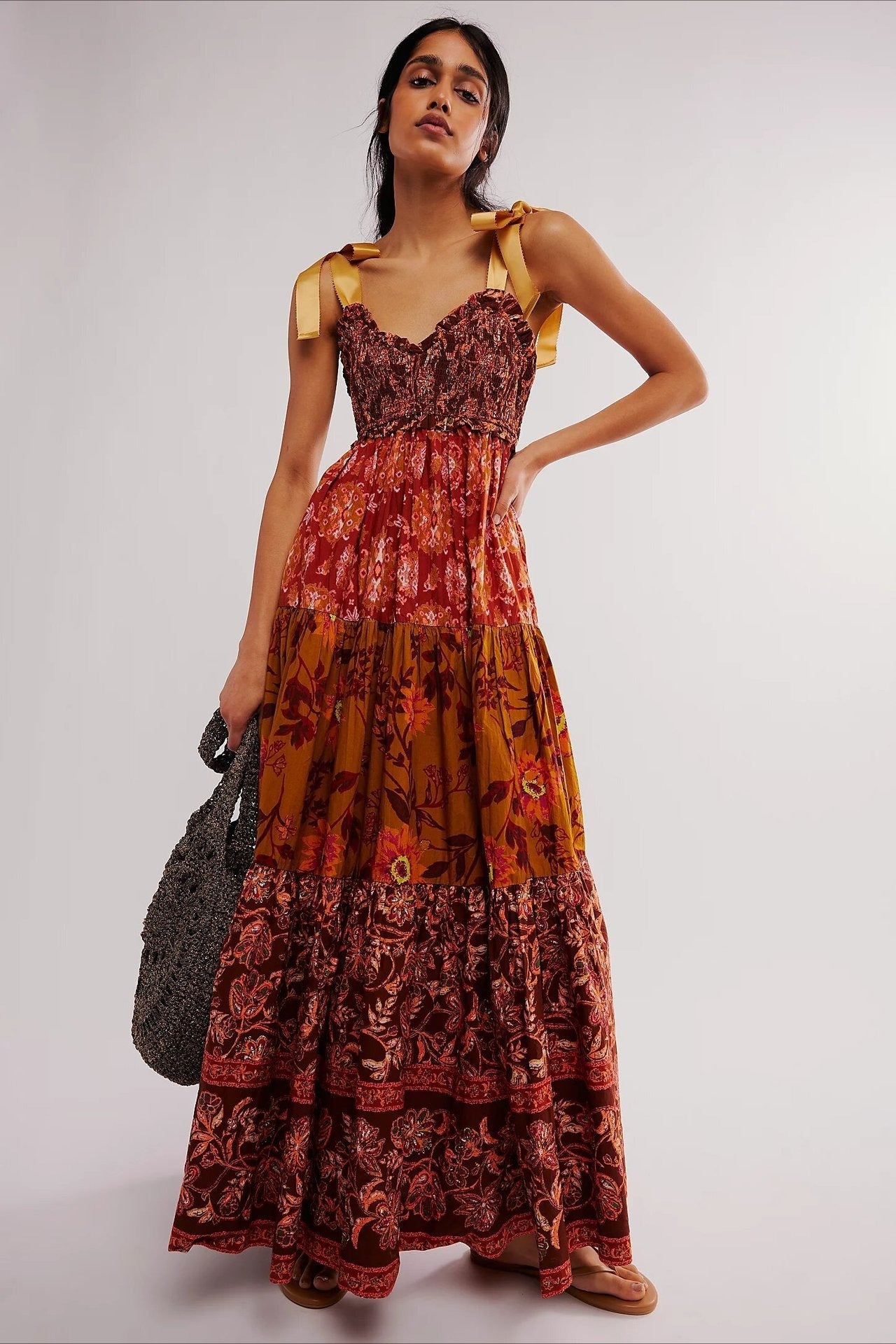 Vintage Print Cami Maxi Boho Dress
