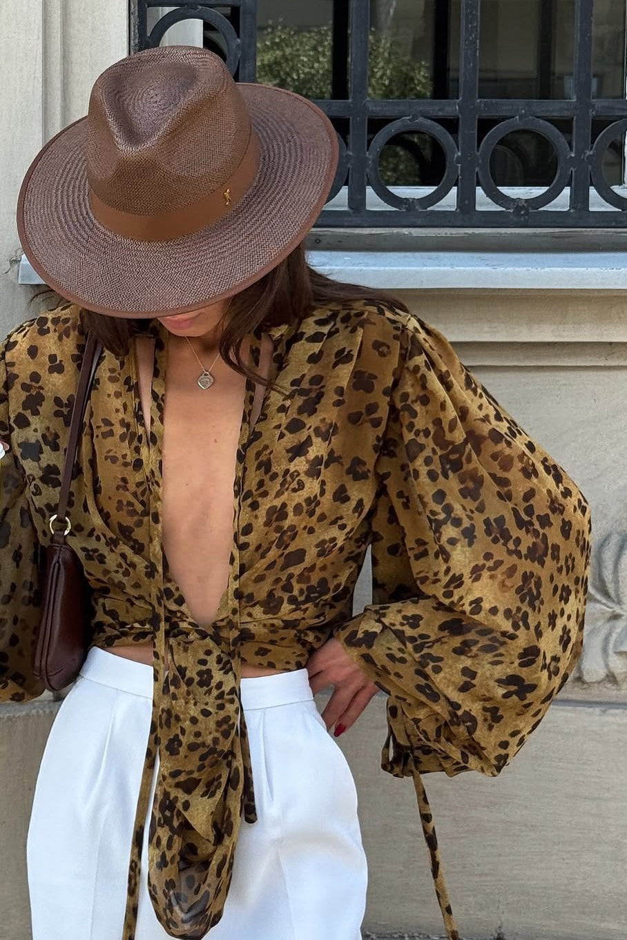 Leopard Sheer Chiffon Blouse