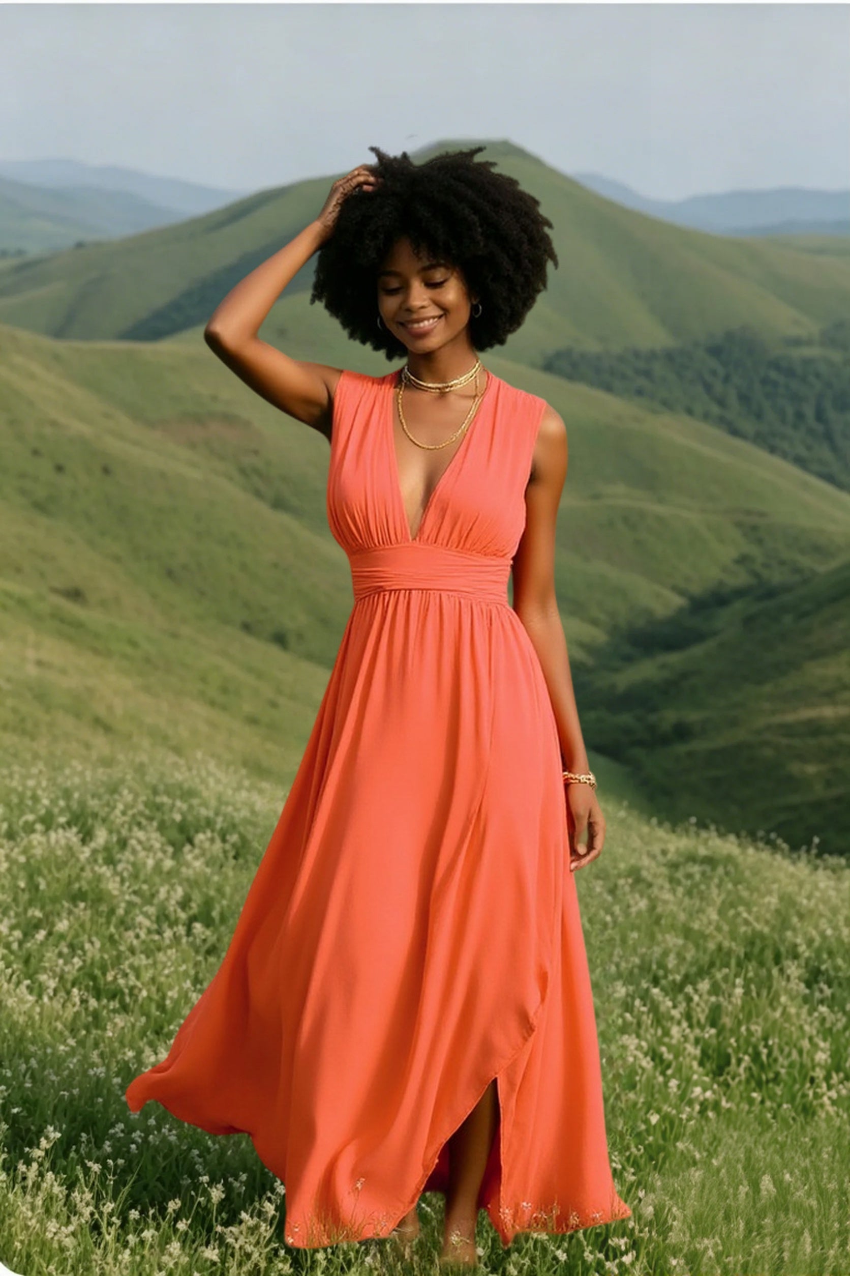 Deep V-Neck Dress